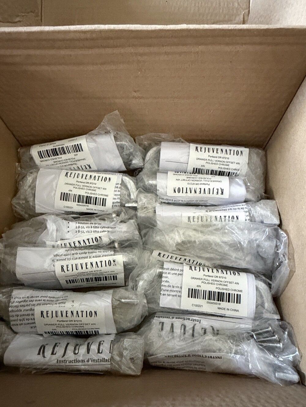 (12) Rejuvenation Vernon Offset‎ 4 Pull. Polished Chrome. New In Box